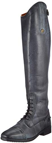 HKM Valencia Lederreitstiefel Unisex Standardlänge/-Weite 36–46 Reitstiefel, Schwarz/Grau, 41 EU