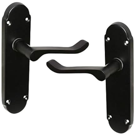 HANDLESTORE Shaped Scroll Matt Black Door Handles 1 Latch Set