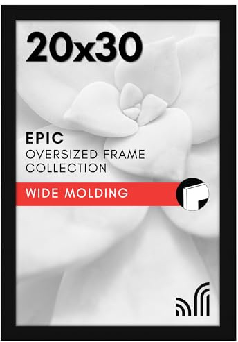 Americanflat 20x30 Poster Frame with Polished Plexiglass - Black Picture Frame - Wide Photo Frames Made of Engineered Wood for Vertical or Horizontal Wall Display - Epic Collection - Black