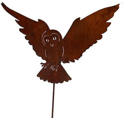 Wunderschöner & Hochwertiger Gartenstecker - Tier Figur – Rost Stecker/Tierfigur – Große Auswahl – Edelrost Gartenfigur – Metall Gartendeko (Schleiereule - Länge 100cm)