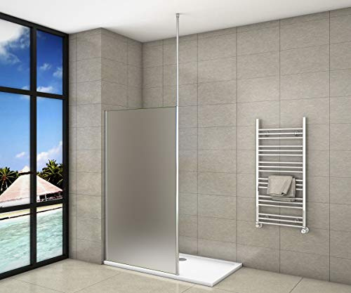 Paroi de douche 120x200cm en 8mm verre anticalcaire et sablé et livré une barre de fixé à plafond