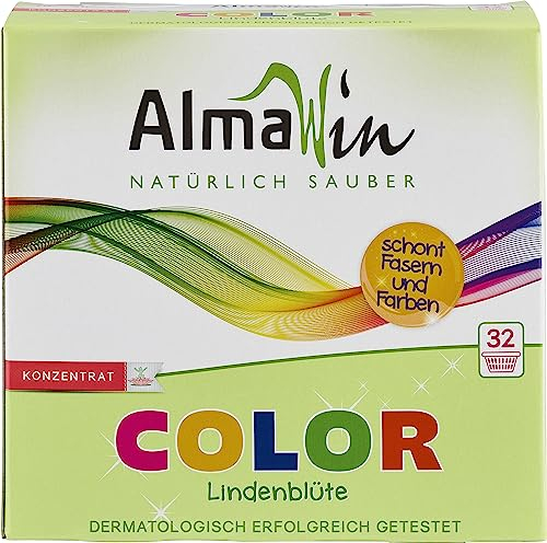 AlmaWin® Color Waschpulver [6x1kg - 126 Ladungen] mit Lindenblüten-Duft für strahlende Reinheit – Öko Waschmittel Pulver Color anwendbar für 30-60°C – Veganes Bunt-Waschpulver