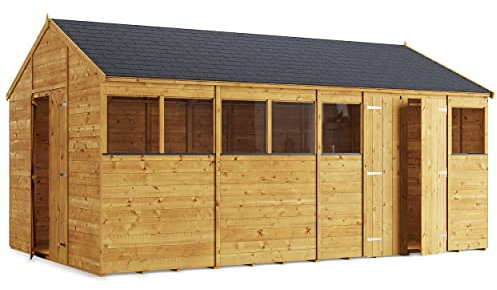 BillyOh Expert 16x10 Wooden Garden Shed with Apex Roof – Windowed Garden Storage Shed Design, Dual Way Doors, 11mm Tongue and Groove Wood Cladding, Easy Assembly & Complete Kit Outdoor Storage