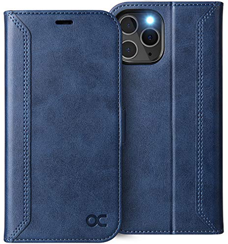 OCASE Coque iPhone 12 Pro Max Rétro, Etui Portefeuille iPhone 12 Pro Max [RFID Blocage] [Béquille] [Fentes pour Cartes] Antichoc TPU Housse Cuir PU pour iPhone 12 Pro Max 6,7 (Série Rétro, Bleu)