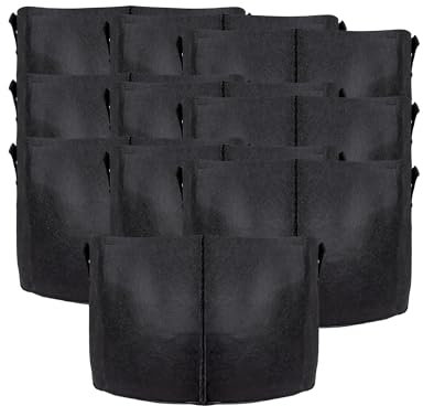 Intirilife 10x Sac de Plantation en Tissu Non tissé 38 litres -10 Gallon- 40 x 30 cm- Cache-Pot pour Plantes avec poignées pour Jardin, Serre - bac de Plantation Vase de Plantation Sac de Plantation