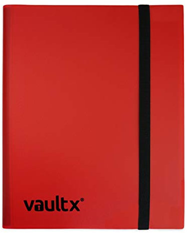 Vault X 12 Pocket Trading Card Strap Binder, 480 cards, Standard, 20 Side-Loading Pages, Folder for Collectible Card Games, Sports, TCG (Red)