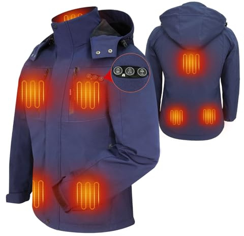 ARRIS Women's Heated Jacket, Electric Heating Warm Coat Waterproof 7.4V Battery Powered for Outdoor Camping Hiking Golf