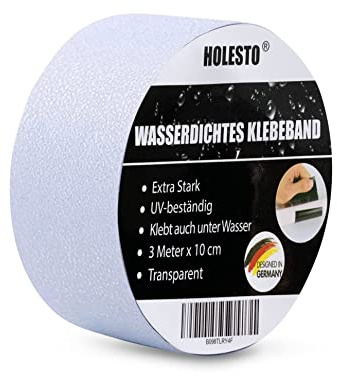 Holesto® Wasserdichtes Klebeband - Extra starkes Reparaturband - Panzertape - Wasserfestes Abdichtungsband - Dachrinnen Reparaturband - Klebeband für Pool/Haus/Planen/Zelte (1,5 Meter)