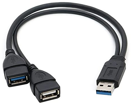 SELIACR Adattatore USB 3.0 a 2*USB Femmina, USB Maschio a USB3.0 Femmina e USB2.0 Femmina, 30cm Doppia Porta di Ricarica/Trasferimento Dati