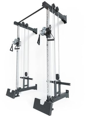 Atletica R8-Nitro Dual Pulley | Wall Mounted | Standfest & sicher durch Wandmontage | 177x112 cm Grundfläche | Fußstützen & Pull-Up Bar