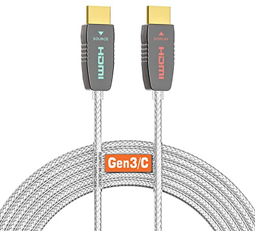 RUIPRO 8K zertifiziertes HDMI 2.1 Glasfaserkabel 15M, Ultra High Speed 48 Gbit/s, 8K@60Hz, 4K@120Hz, Dynamic HDR, eARC, Dolby, HDCP 2.2/2.3, kompatibel mit PS5, Xbox, TV, Beamer, AVR