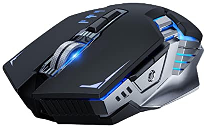 JUSHZ Souris sans Fil Ergonomique Gamer Bluetooth Gaming Rechargeable Rétroéclairage du Jeu 2.4G PPP Réglable Ergonomie (125x73x40mm,Black)