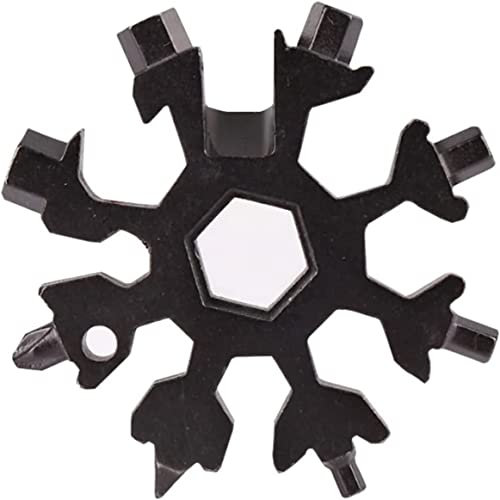 18-in-1 Snowflake Multi Tool,Incredible Tool,Snowflake Multitool Snowflake Wrench Tool Outdoor Multitool Spanner Hex Wrench Hiking camping Gear Bicycle Portable Outdoor Opener Screwdriver (Color : Bla