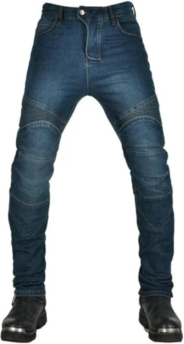 Vonluxeshop Motorradhose Herren Jeans Textil Motorrad Hose mit 4X Schutzabdeckung (Bleu,XL)
