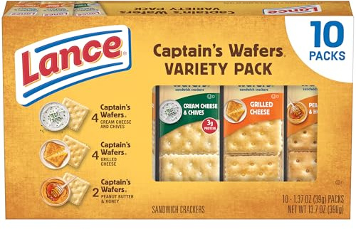 Lance Sandwich Crackers Captain's Wafers - Paquete surtido de 10 paquetes individuales y 6 sándwiches