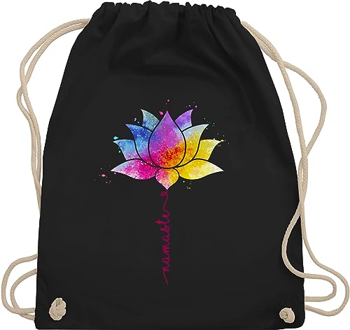 Shirtracer Turnbeutel Rucksack - Taschen - Namaste Lotusblüte Meditation Yoga Mandala Spirit - Unisize - Schwarz - yoga-tasche joga tasche geschenke fans für alles