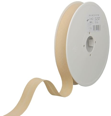Les Petits Rubans Schrägband – 20 mm breit, gefaltet 10 mm, 25 m Rolle, 50% Baumwolle, 50% Polyester, Bordüre zum Nähen, Banner, Polster, Möbel, Paspeln, Kleidung, Decken