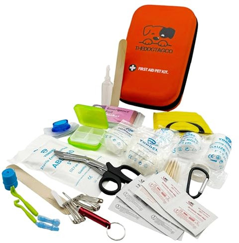 TheDogTagCo Erste-Hilfe-Set für Hunde, über 40 Gesundheitsbedarf, kompakt und tragbar, für jeden Haustier-Notfall vorbereitet