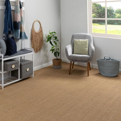 Steffensmeier Sisal Teppichboden Salinas Meterware | Auslegware für Flur, Büro, Diele, Stuhlrolleneignung | Natur dunkel, Größe: 400x500 cm