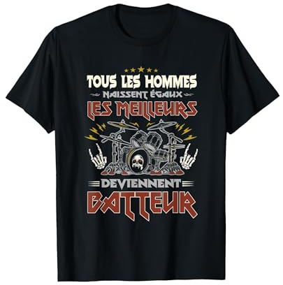 Batterie Instrument Percussion Musicien Hard Rock Batteur T-Shirt