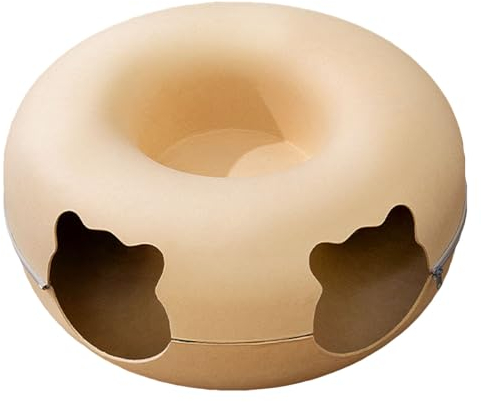 Blanketswarm Abnehmbares Katzentunnelbett, Katzentunnel für Hauskatzen, Groß, 2 Löcher, Runde Mehrzweck-Katzenhöhle aus Filz, Donut, 2024 Neues Katzentunnelbett(48cm / 18.9in Head Circumference)