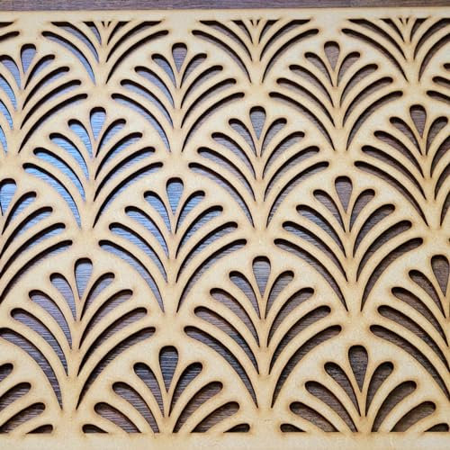 Moroccan Leaf trellis grate Pattern Screen Radiator Cabinet wall Decorative Screening-grille- Perforated MDF panel (1200x600mm) 0141 (3mm thick Primed White)