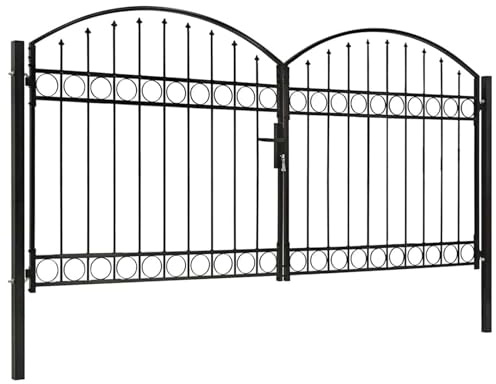 Mengtu Schwarz Stahl Gartentor 300x125cm, Sicherheit & Stabilität, Mit Schloss & Griff Model143089