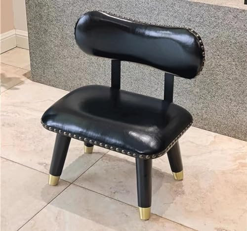 MGEMJMJ Hocker Gepolsterter Würfel-Pouf-ottomane, Leder-Pouf-fußhocker, Quadratischer Leder-Wohnzimmer-couchtisch, Kleine Bank(Color:Black)