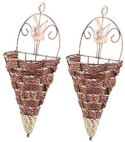 4 Stück Blumenkörbe zum Aufhängen an der Wand, Hängevase, Behälter, Blumenbehälter, für Innen- und Außenbereich, Blumentöpfe, Hängekörbe, Wandpflanzgefäß, Dekor, Kegel, Trockenblumen, Kaktu