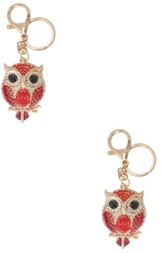 CONGARTENO 2stücke Eule Rhinestone Schlüsselanhänger Mit Glitzer Kreatives Zubehör Für Handtaschen Und Autoschlüssel Perfektes Für Frauen Und Mädchen -rot