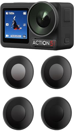 ND-Filter-Set (ND8, ND16, ND32, ND64) für DJI Osmo Action 5 pro/Action 4 Kameras, High-Definition, wasserdicht, Anti-Beschlag, universelle Kompatibilität, 4K-Video Ready (ND8+ND16+ND32+ND64)