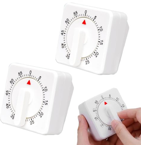 2 Stück Mechanischer Küchentimer,Eieruhr mechanisch,Kurzzeitwecker Küche,Eieruhren mit Lauter Alarm,60 Minuten Countdown Küchenuhr Timer für Kochen,Backen,Waschen,Fitness,Lernen,Spielen Zeitmanagement