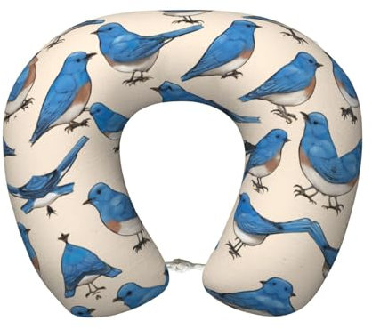 Bluebird-Muster 04 Druck, personalisiertes Reisekissen aus Memory-Schaum, geeignet zum Schlafen in mehreren Szenarien