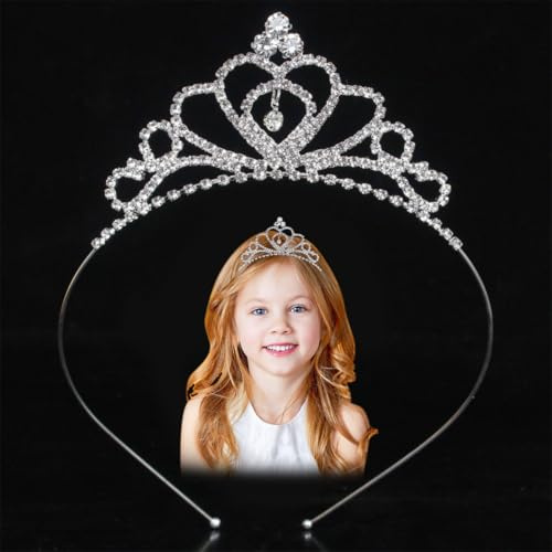 QOMJUFA Couronne de princesse en argent et cristal - Diadème en strass - Accessoire de cheveux pour anniversaire, Noël - Décoration pour femmes et filles