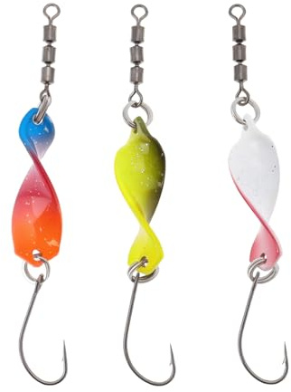 LT Easiyl 3 Unidades Cuchara Giratoria de Alta Acción 18x7mm 70mm de Longitud para Pesca de Percas Cachos y Truchas en Agua Dulce