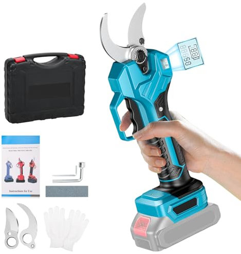 ZWPARTS Akku Astschere Kompatibel mit Makita 18V (No Batterie), Öffnung 60 mm, Max 50 mm Schnittdurchmesser, Profi Astschere mit LCD Display Elektrische Gartenschere Wiederaufladbare Baumschere