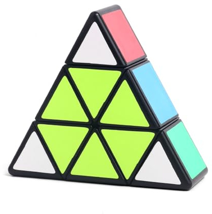 Einzigartige One Layer Dreieck Design Pyramide Pyraminx Dreieck Magic Speed Puzzle Cube Spielzeug (Schwarz montiert mit mehrfarbigen Aufklebern)