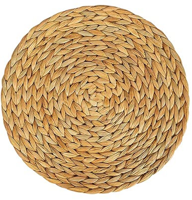Lot de 6 sets de table ronds isolés en jonc de mer, antidérapants et lavables en jacinthe d'eau pour table et bol, tapis décoratifs naturels pour la maison, Noël et mariage