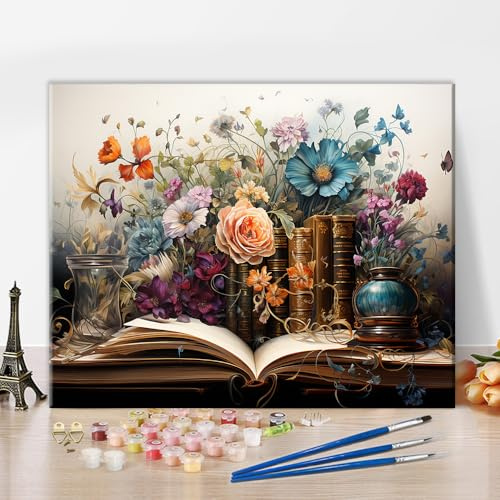 TISHIRON Kit de peinture par numéros pour adultes - Motif aquarelle - 40 x 50 cm - Avec peintures acryliques et pinceaux - Loisirs créatifs pour la maison et les idées cadeaux