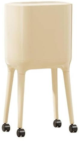 Vnook Papelera con Tapa y Ruedas, Cubo de Basura Alto, Presione para Abrir la Tapa, Creativo y Práctico, para Todas las Decoraciones de Habitaciones. (Blanco)