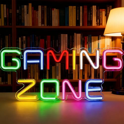 Game Zone neonskyltar, spelzon LED-skylt, dimbar, USB-driven neonskylt speltyp, med switch och USB för sovrum, lekrum, bar, fest, lekrum