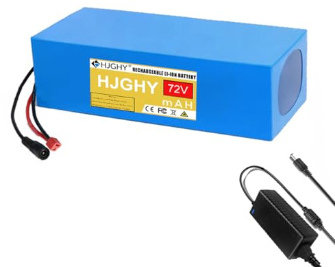 HJGHY T Plug,72V 40Ah, Batterie Lithium-ION 72 V 20 Ah 30 Ah 40 Ah, en PVC, pour Moteurs de vélos et Motos électriques 0-3 000 W.