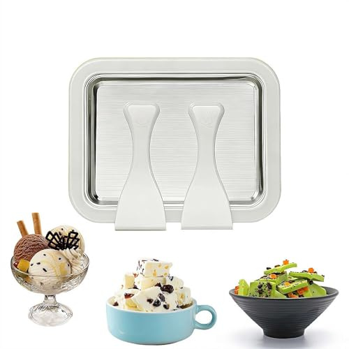 Piastra per gelato istantaneo con 2 spatole, 22 x 17 cm, per gelato congelato sorbetto, yogurt, gelato, fai da te, per feste in famiglia