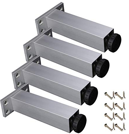 ApuaVireo&Co Gambe for mobili in metallo regolabili in altezza, piedini di ricambio for mobili resistenti, adatti for rinforzo trave divano letto, rinforzo comodino, 4 pezzi con viti gratuite(30cm)