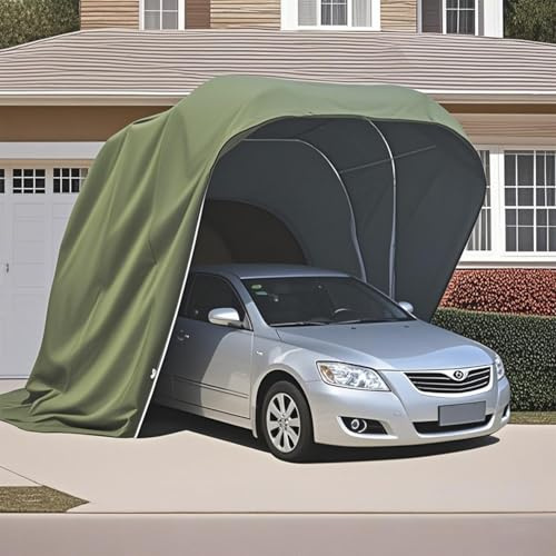 Tettoia per auto coperta, in acciaio inox, portatile, per garage, semi-automatica, per tutte le stagioni, tettoia per auto per varie auto, 5,8 x 2,5 x 2,4 m