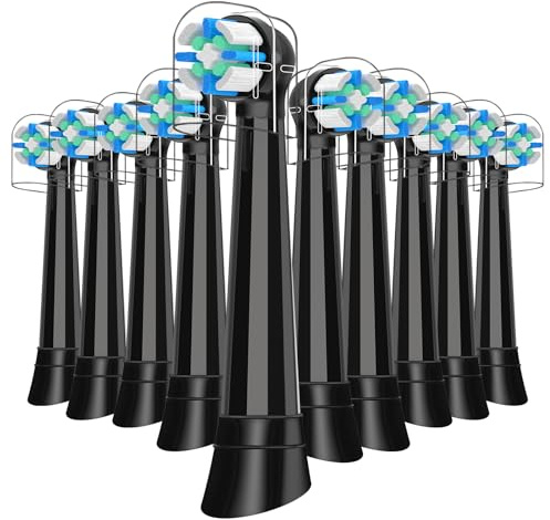 10er IO Aufsteckbürsten kompatibel mit Oral B iO 2/3/4/5/6/7/8/9/10 Series Zahnbürste Elektrische, IO Bürstenkopf Mit Abdeckung kompatibel mit Oral B iO (Schwarz)