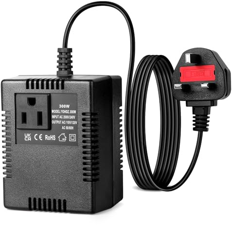 300W Step Down Transformer 240v to 110v voltage converter(UK Plug) for WiFi, POS Machines and Power Bank, Smart and Efficient Temperature-Protected Adapter