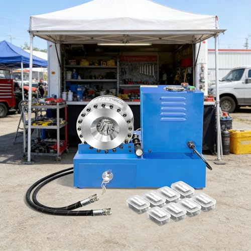 Elektrisk hydraulisk slangpressmaskin med 8 pressbackar – bärbar pressmaskin för hydraulslangar, AC-ledningar, hydrauliska rör med flera diametrar och bränsleledningspresskit