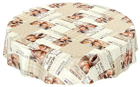 ANRO Tischdecke Wachstischdecke Wachstuch Wachstuchtischdecke Kaffee Coffee Espresso Rund 120cm