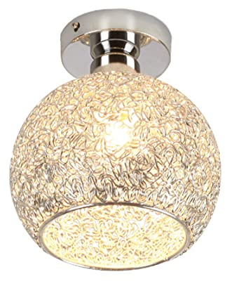 YOXANG Simple Moderno Aluminio Lámpara de techo Pasillo Creativo Pasillo Decoración Candelabro Mini Bola Iluminación colgante Dormitorio Balcón Lámparas de techo Ø18CM 1×E27 MAX 40W (Pelota, Plateado)